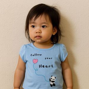 New Girls 12-18 Mths "Follow Your Heart" Panda Dot & Zazz Shirt Valentine's Day